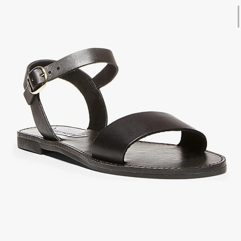 Steve Madden‎ Donddi Black Leather Strappy Sandals 6.5